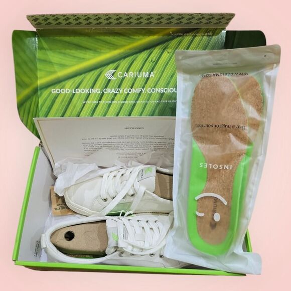 Cariuma OCA Organic Canvas Sneakers Unisex Lace Up Cushioned Off White NEW - Picture 7 of 9